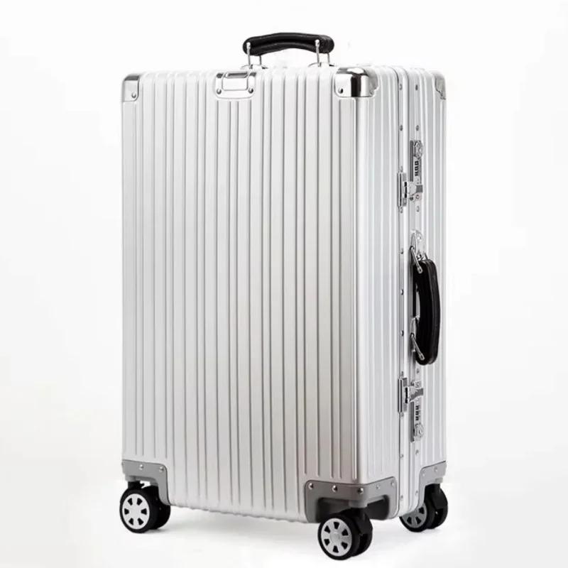 Valise rétro en alliage d'aluminium et de magnésium, bagage roulant de haute qualité, boîtier de cha