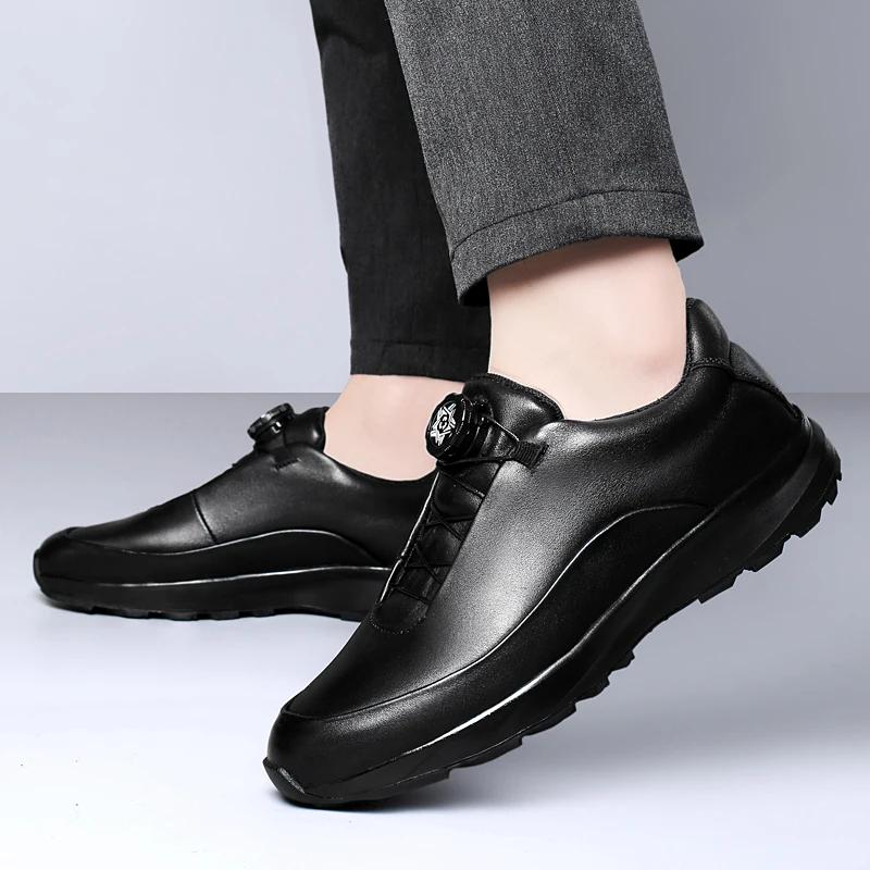 Baskets de voyage en cuir véritable antidérapantes pour hommes, chaussures de sport classiques décon