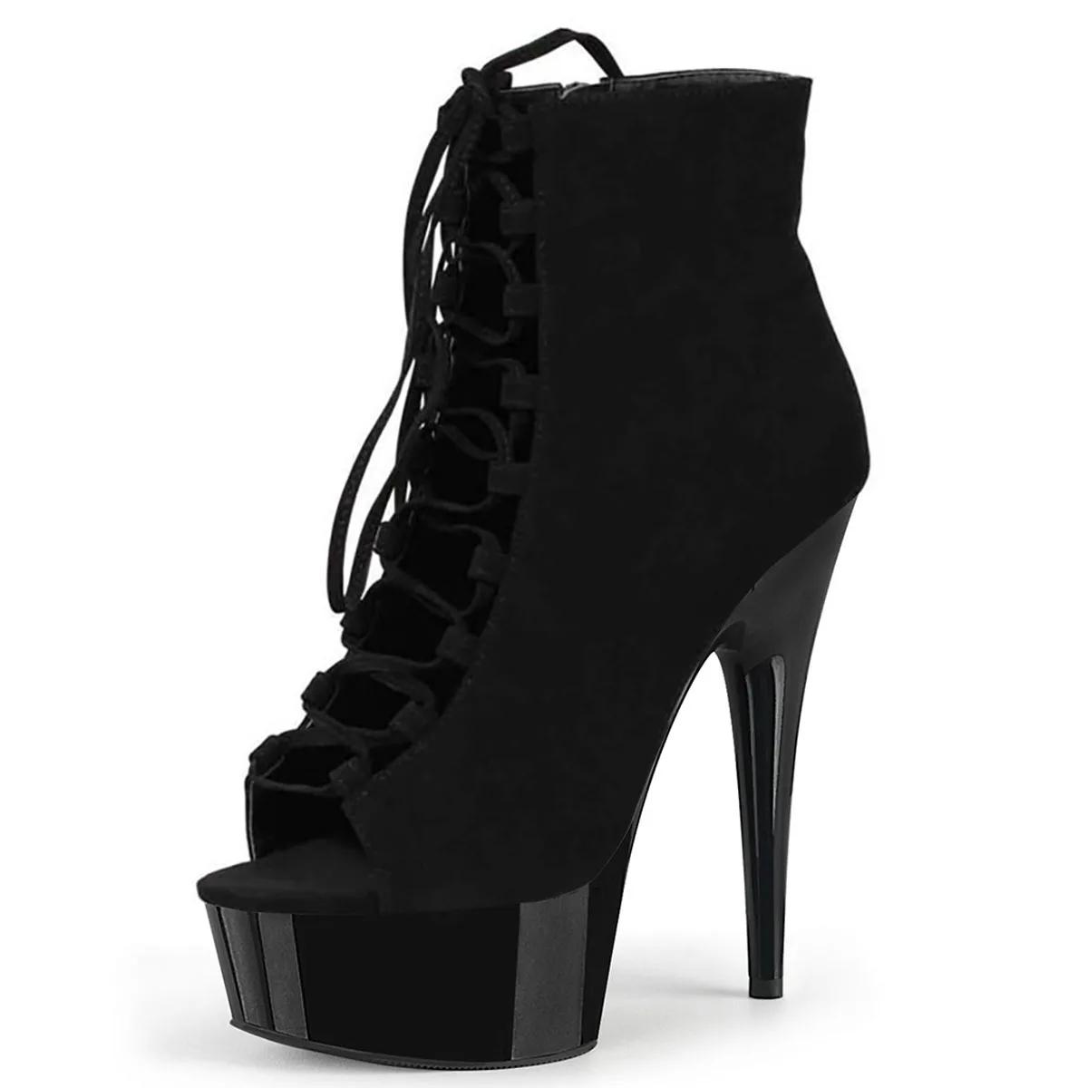 Bottines à lacets de 15cm pour femmes, chaussures à talons dénudés de 8 pouces, plate-forme de gladi
