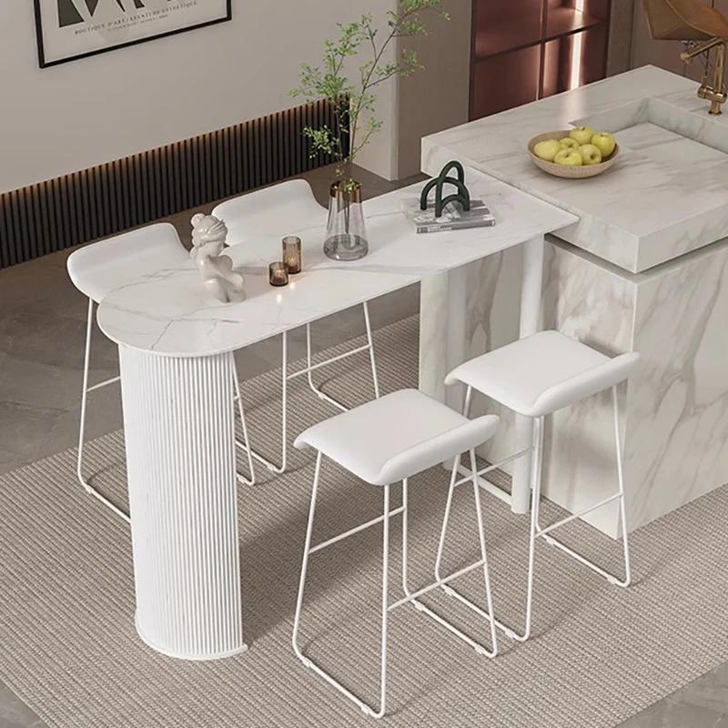 Table De Bar étroite en marbre blanc, minimaliste, Design carré sur pied, Table à manger, Partion Mu