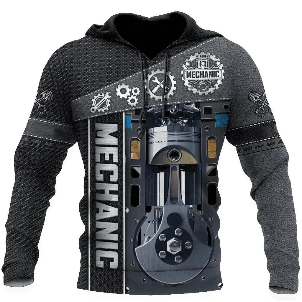 Sweat à capuche pour hommes T-Shirt Vintage automne vêtements mécanicien impression 3d hauts mode ru