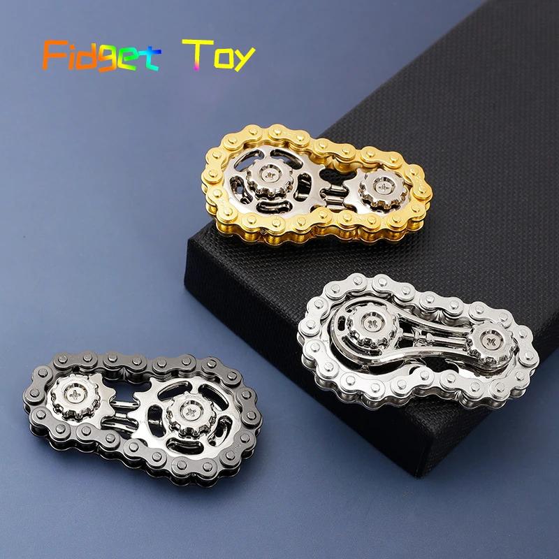Pignons volant d'inertie gyroscope Fidget Spinner anti-stress anxiété chaînes de vélo en métal EDC S