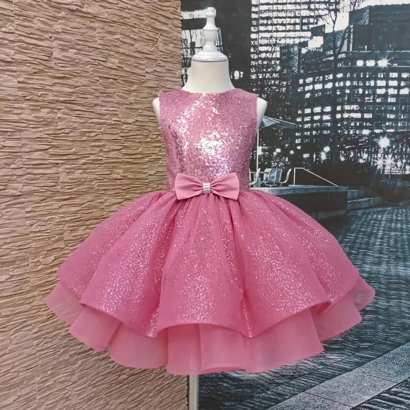 Robe Tutu à Paillettes Scintillantes pour Enfants, Tenue de Cérémonie pour Filles, Robe de Princesse