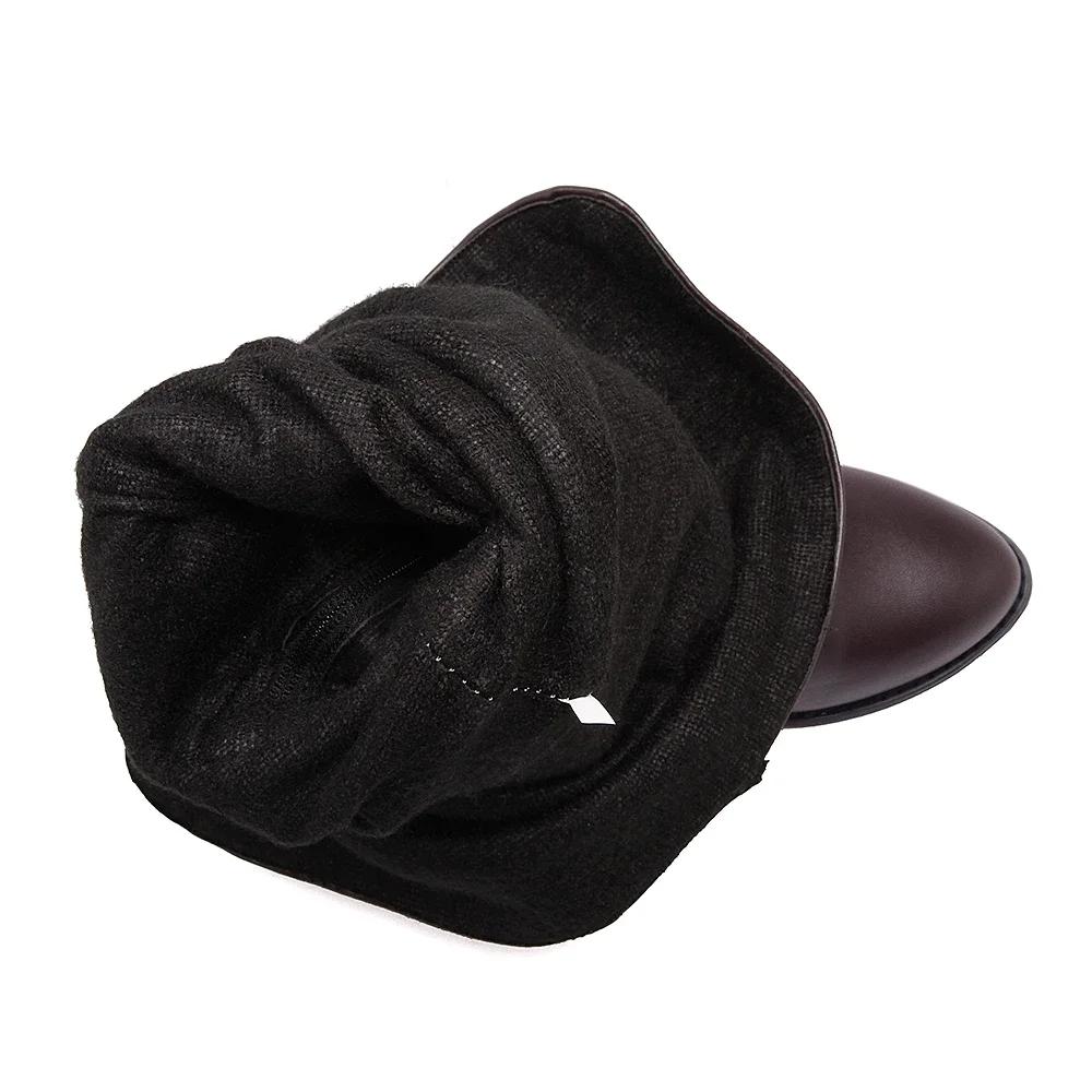 Bottes longues à bout rond pour femmes, bottes au-dessus du genou, ceinture en cuir, chaussures sexy