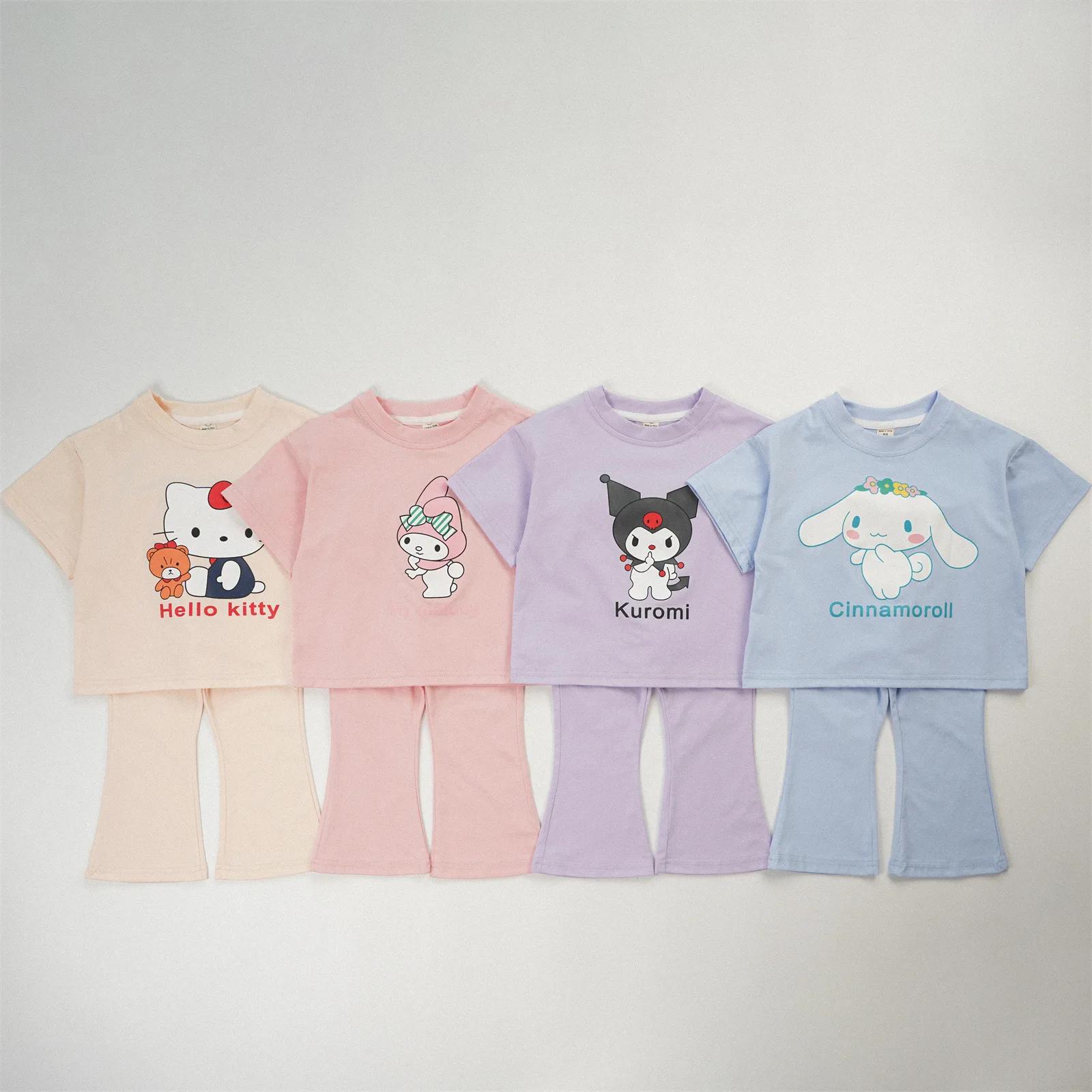 Ensemble de vêtements d'été pour bébés filles, T-shirt imprimé de dessin animé Sanrio cannelle et co