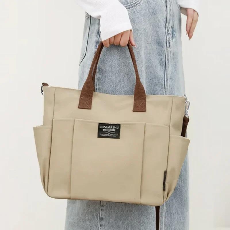 Sac à main en toile pour femmes, sac Simple pour étudiant, grande capacité, épaule horizontale incli