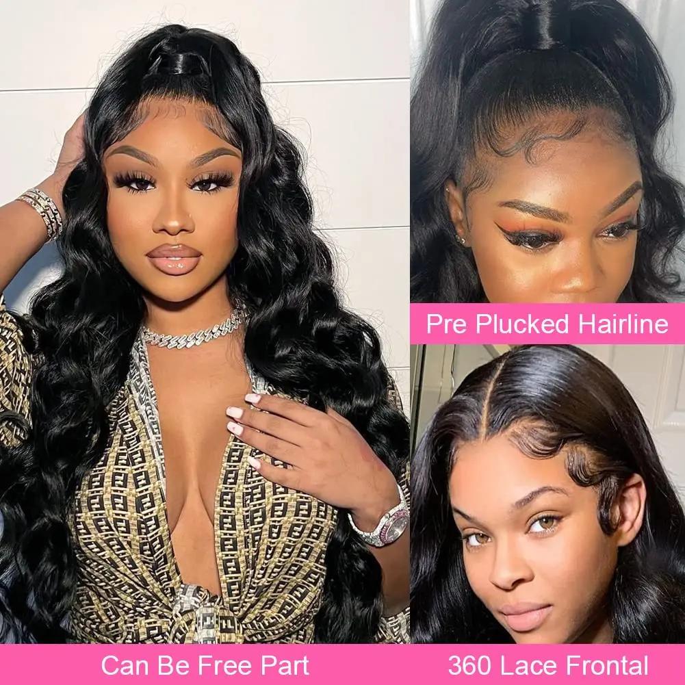 Perruque Lace Front Wig Body Wave 360 Naturelle, Cheveux Humains, 13x4, 13x6, HD, Closure 5x5, 30 32