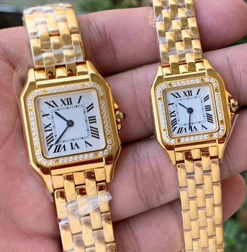 Montres-bracelets de marque pour femmes et filles, cadran carré de 22mm 27mm, bracelet en acier de b