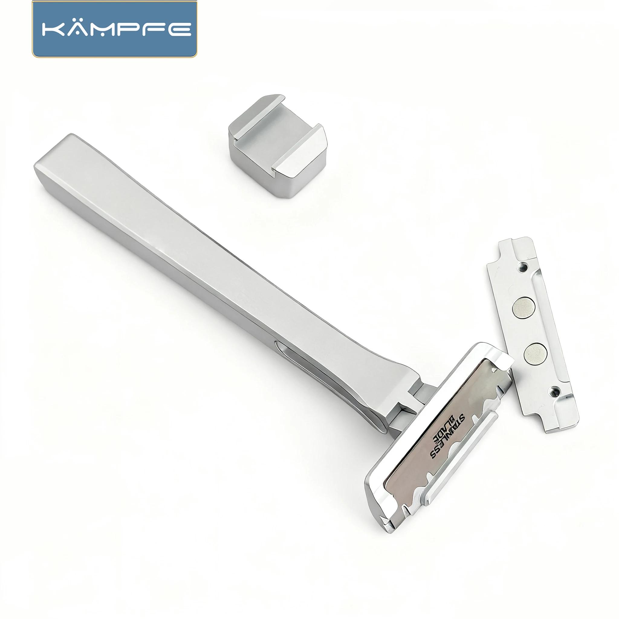 Rasoir manuel à lame simple KAMPFE Traditional K25 en aluminium, rasoir de voyage portable pour homm