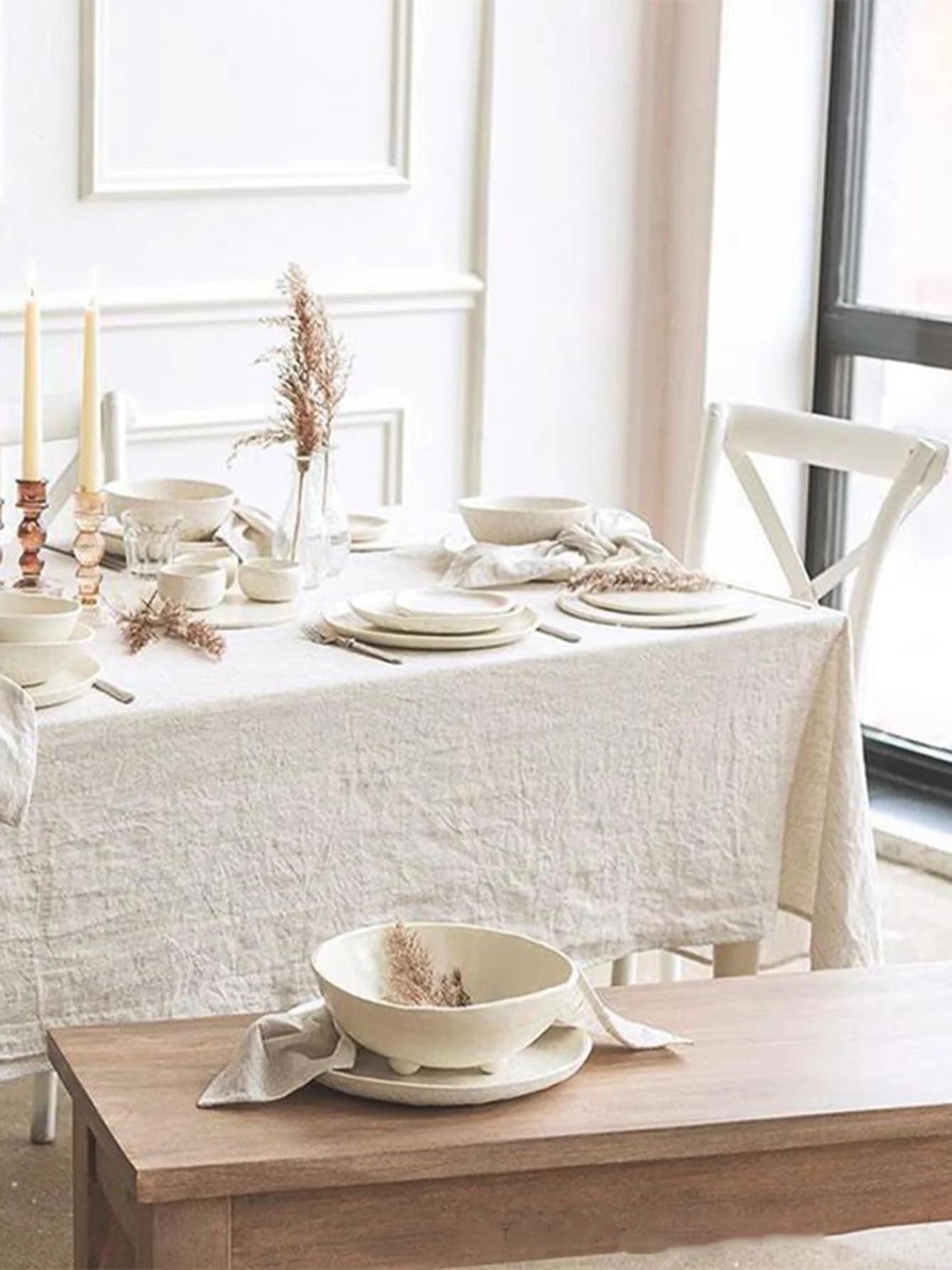 Nappe moderne en lin 100% coton, décoration de maison, nappe de décoration de mariage
