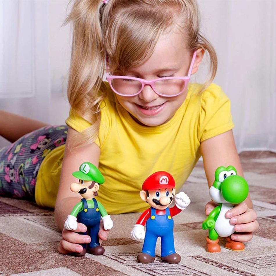 2026 Hot Super Mario Bros Luigi Yoshi Mario poupées de dessin animé figurines d'anime modèle de coll