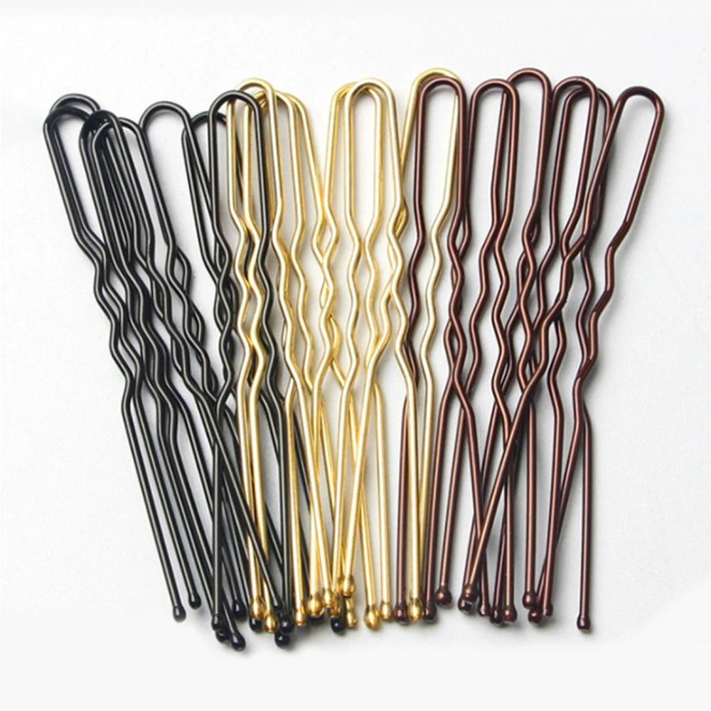 Épingles à cheveux en forme de U pour femmes et filles, 50 pièces, pour chignon, coiffure en métal,