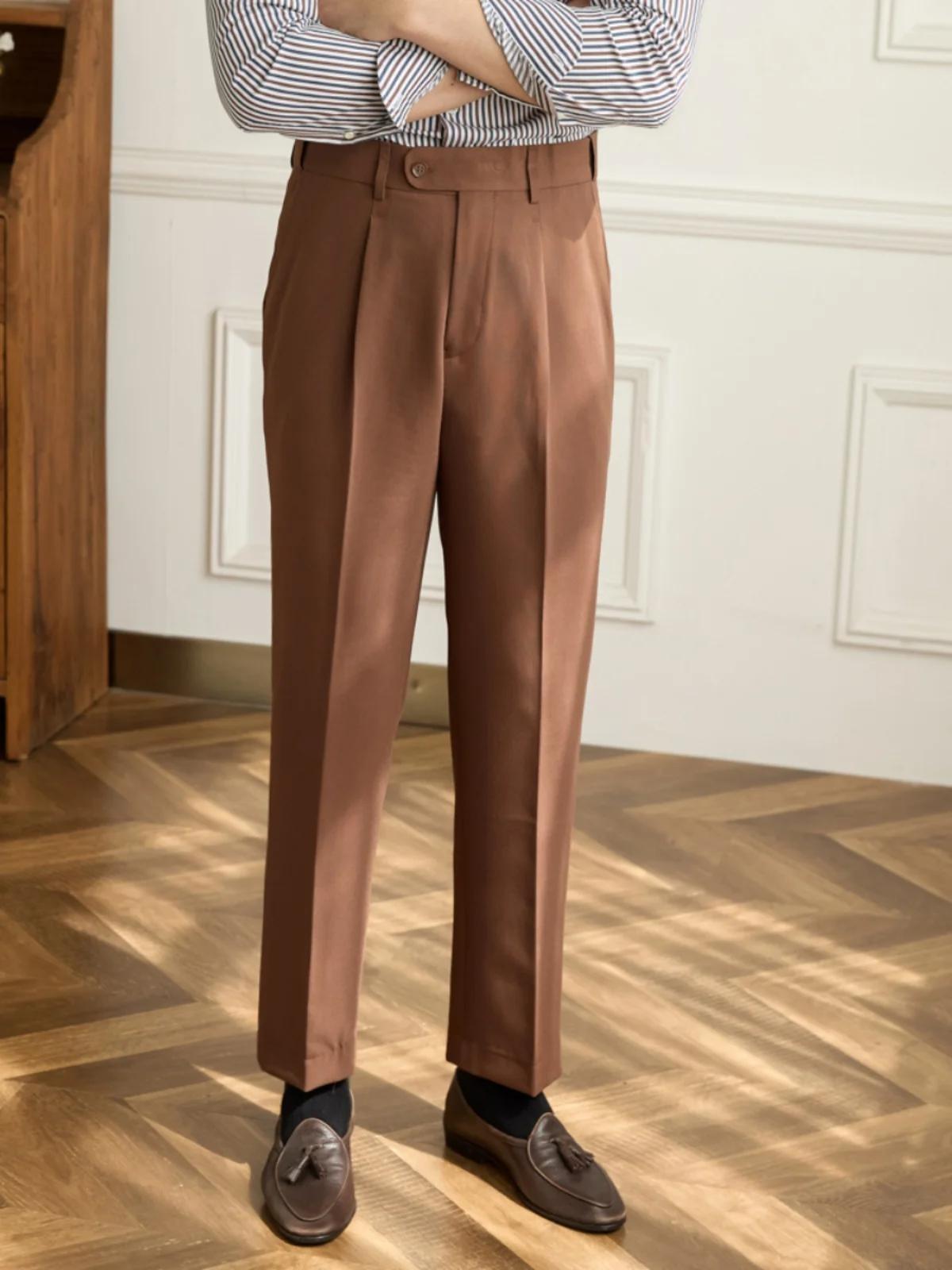 Mr. Deer San-Pantalon rétro à taille non repassable pour homme, style décontracté, coupe slim