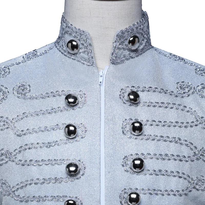 Blazer militaire de cour à fermeture éclair pour hommes, blanc, couleur vive, à la mode, pour Bar, d