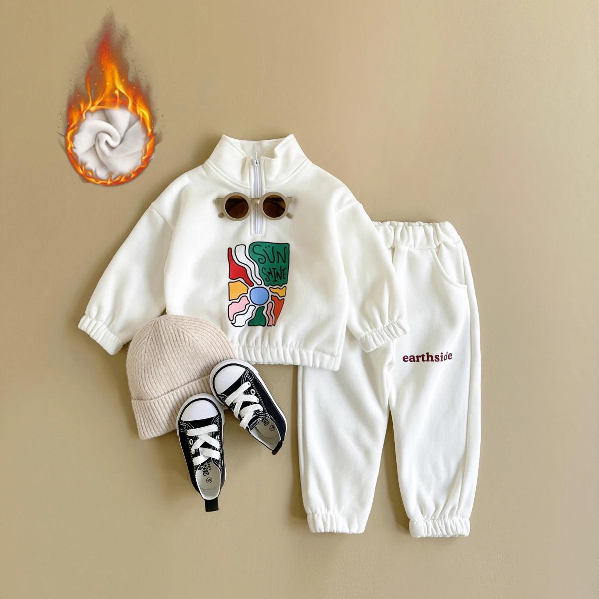 Ensemble de vêtements pour bébé garçon, veste et pantalon, survêtement épais et chaud, tenue pour en