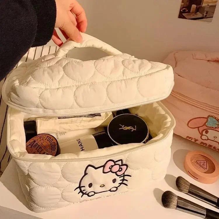 Sanrio Hello Kitty sac de maquillage carré Kawaii Double fermeture éclair sac de rangement de voyage