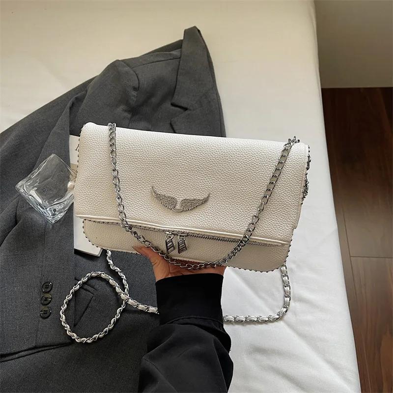 Nouveau Sac à Rabat Élégant Style Français 2026 avec Chaîne et Bandoulière Convertible, Sac Bandouli