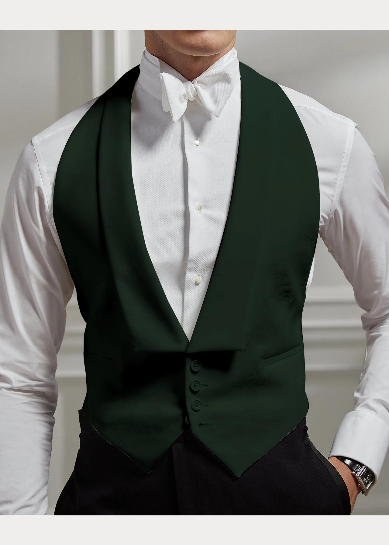 Gilet homme revers de mariage simple boutonnage deux poches coupe ajustée veste sans manches homme g