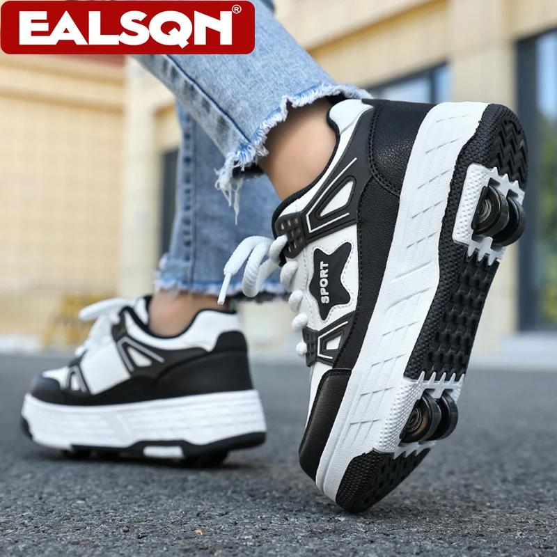 Chaussures de roller pour enfants à quatre roues détachables, chaussures de sport d'extérieur à lace