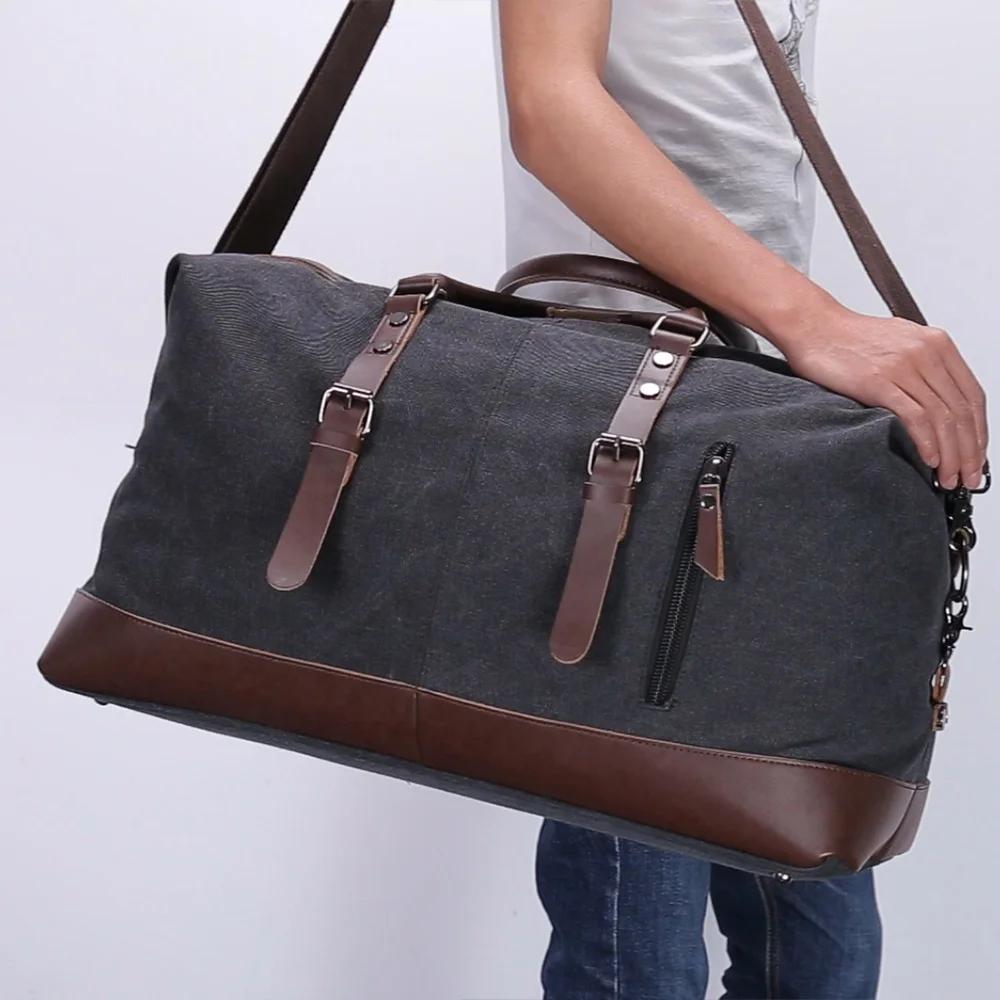 Sacs de voyage en toile et cuir pour hommes, bagages à main, sacs de sport, fourre-tout de voyage, g