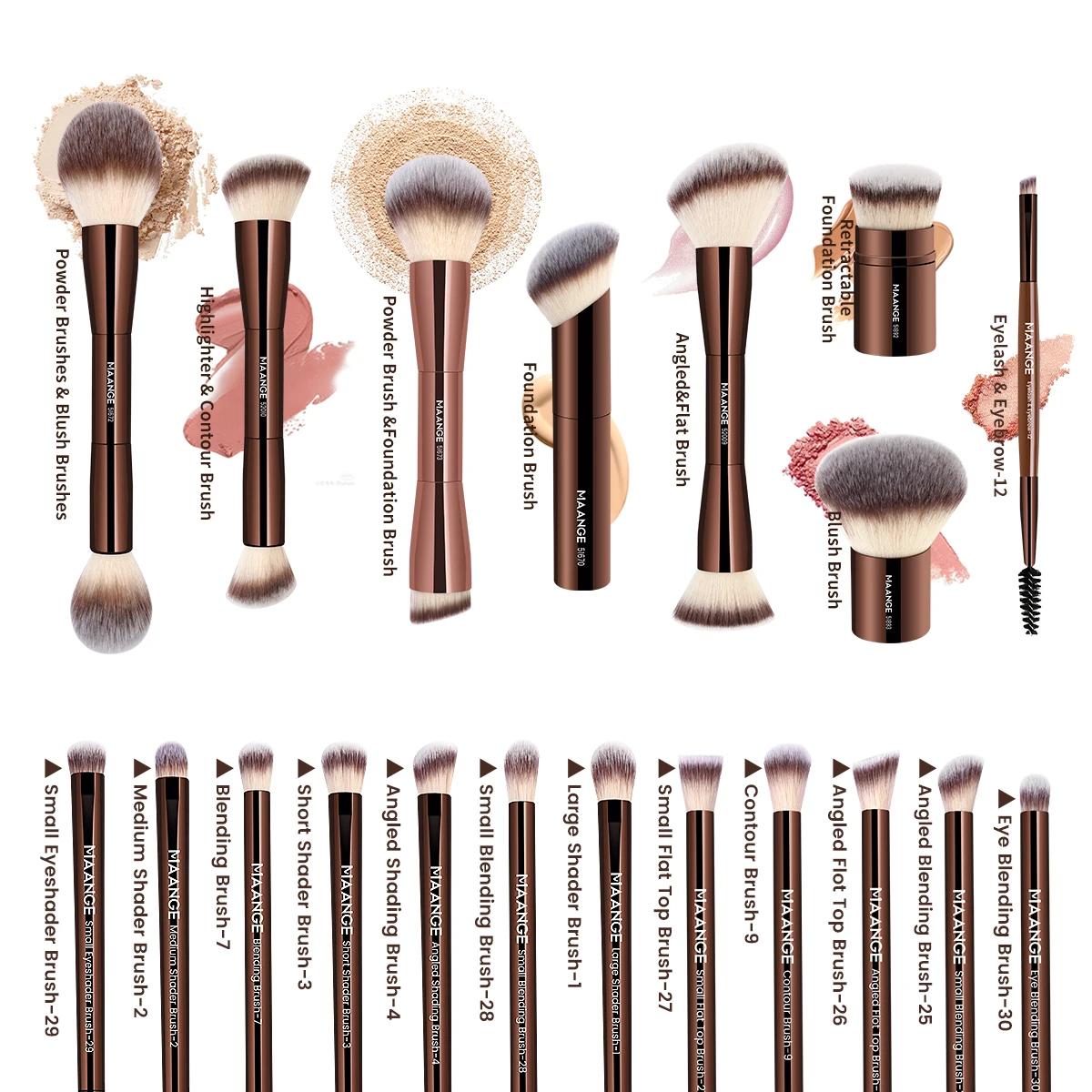 MAANGE Pro Kit de pinceaux de maquillage 20 pièces pinceaux avec sac de rangement double extrémité f