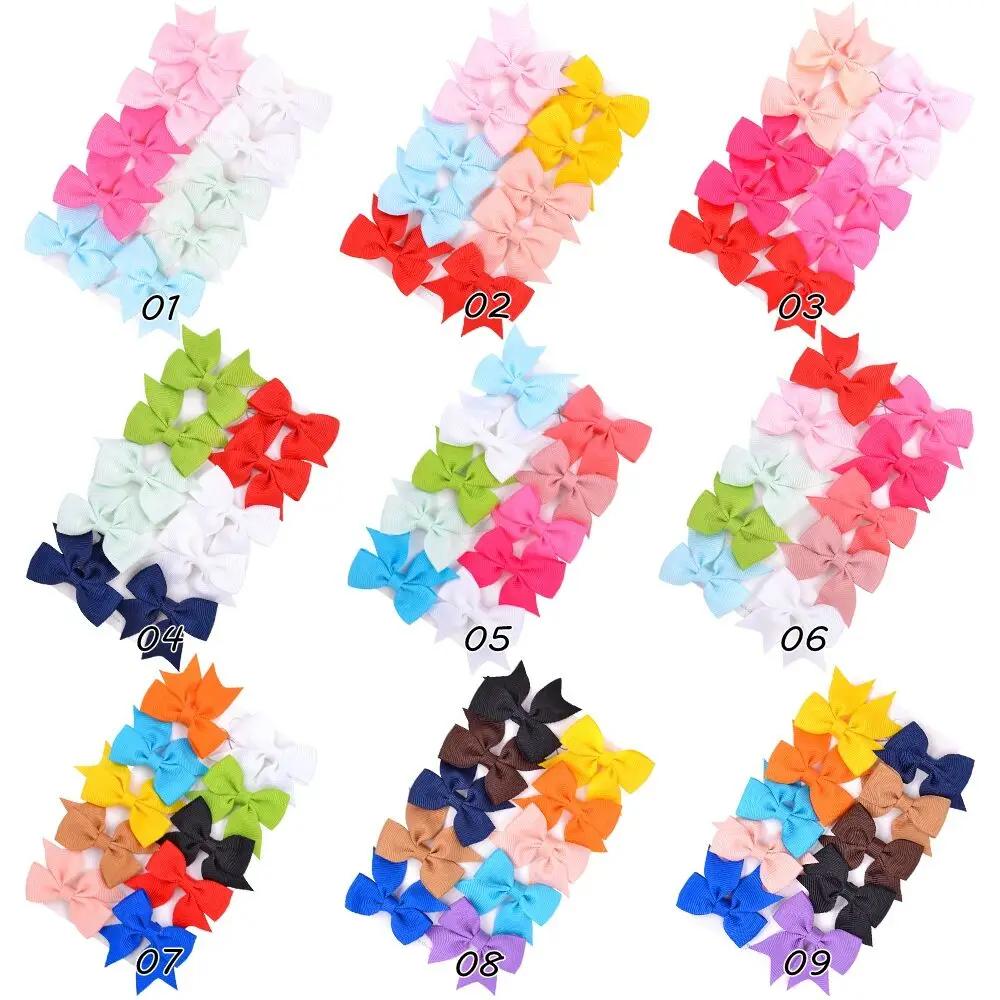 Pinces à cheveux avec nœuds pour enfants, couleur unie, pour bébés filles, ruban fait à la main, épi