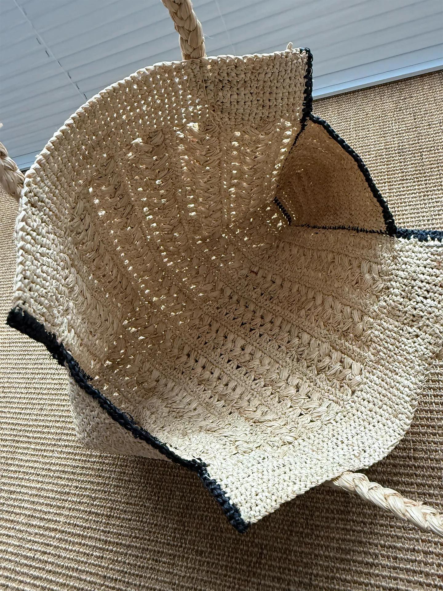 Sac de plage tressé vintage français Lafite, fait main, polyvalent, grande capacité, pour femme, ten