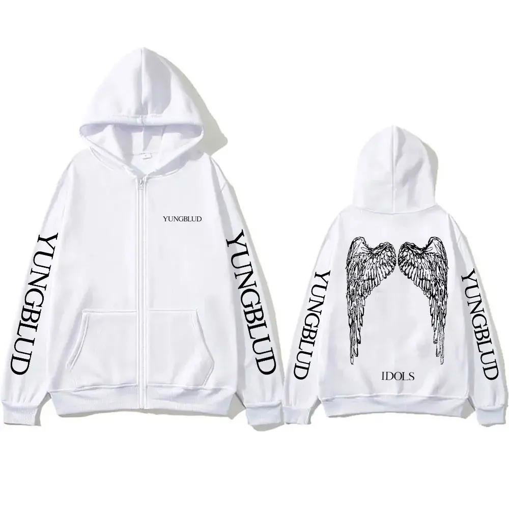 Yungblud IDOLS Wings Album Tour 2025 sweat à capuche avec fermeture éclair homme surdimensionné vest