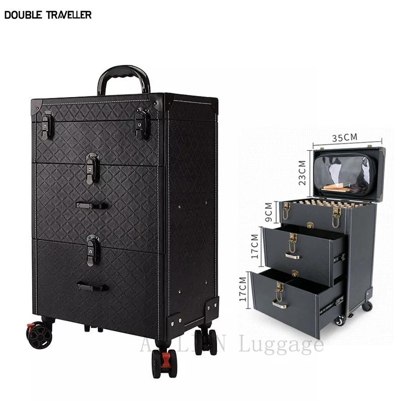 Valise à cosmétiques à roulettes, chariot de beauté, commode de maquillage, valise à roulettes, gran