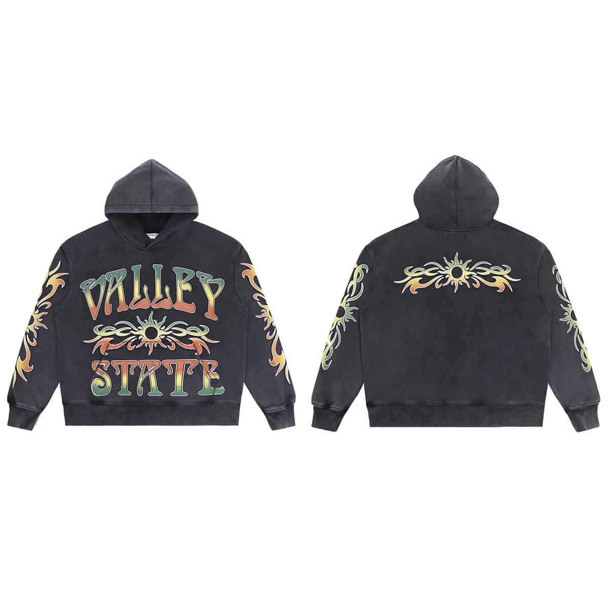 Sweat-shirt à capuche en coton pour hommes et femmes, pull Hip Hop ample avec lettres imprimées Graf
