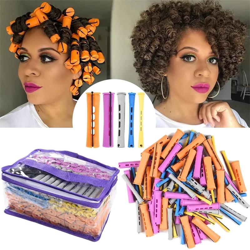 Ensemble de tiges permanentes 100 pièces, rouleaux à vagues froides de 5 tailles pour la coiffure et