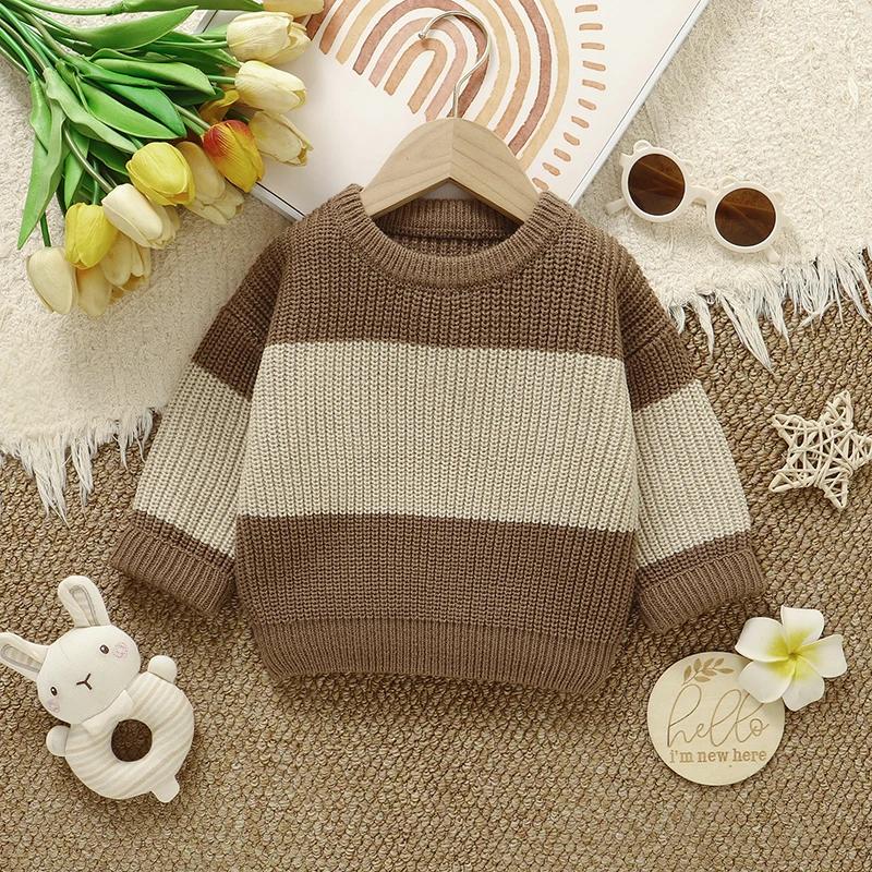 Bébé garçons filles chandails vêtements automne hiver tricoté infantile unisexe pulls col rond manch