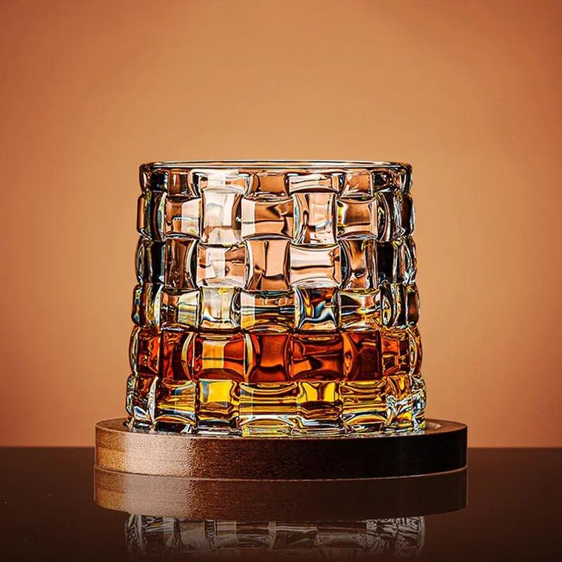 Verre à whisky avec Base, verres à whisky en cristal rotatifs, verre de brandy pour vin, verres pour