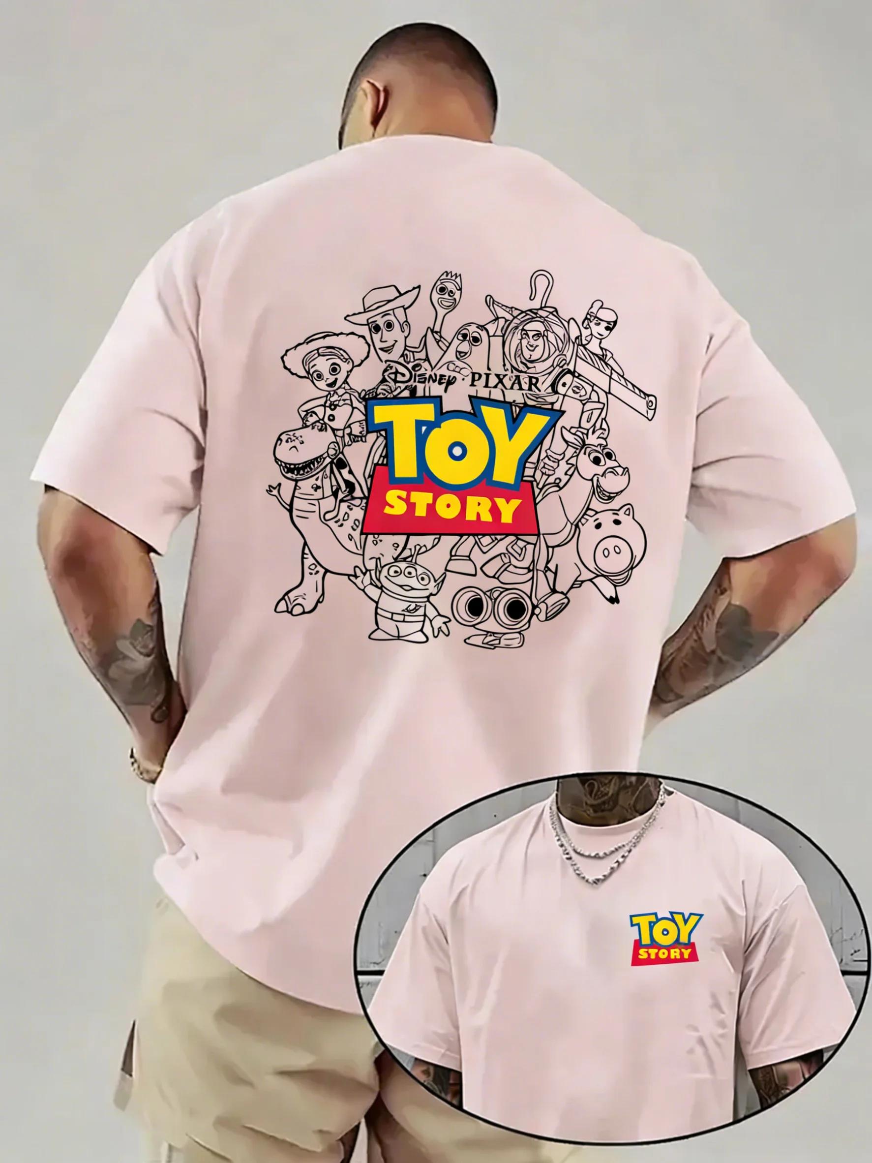 T-shirt imprimé Disney Toy Story Cartoon, haut à manches courtes pour hommes et femmes, Street Hip H