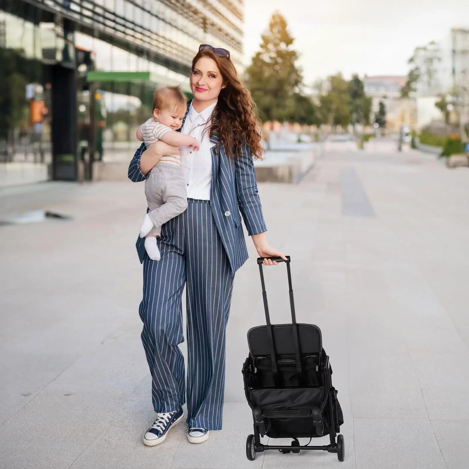 Poussette bébé, poussette compacte pliable d'une seule main avec housse de pluie et moustiquaire, po