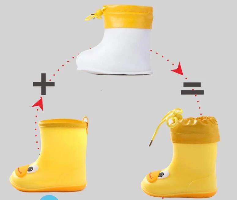 Bottes de pluie imperméables pour enfants, couleur unie, confortables, antidérapantes, durables, pou