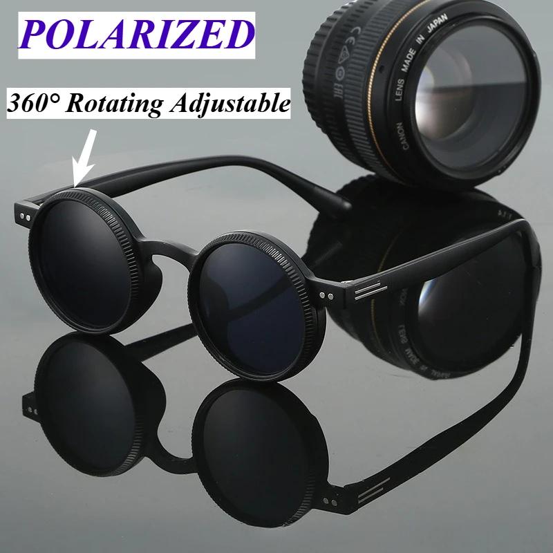 360 ° Lunettes de soleil rotatives réglables, monture ronde, polarisées, pour l'extérieur, résista