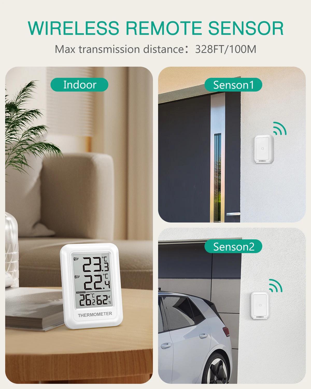 ORIA Thermomètre extérieur Hygromètre intérieur sans fil Thermomètre d'ambiance numérique avec 2 cap