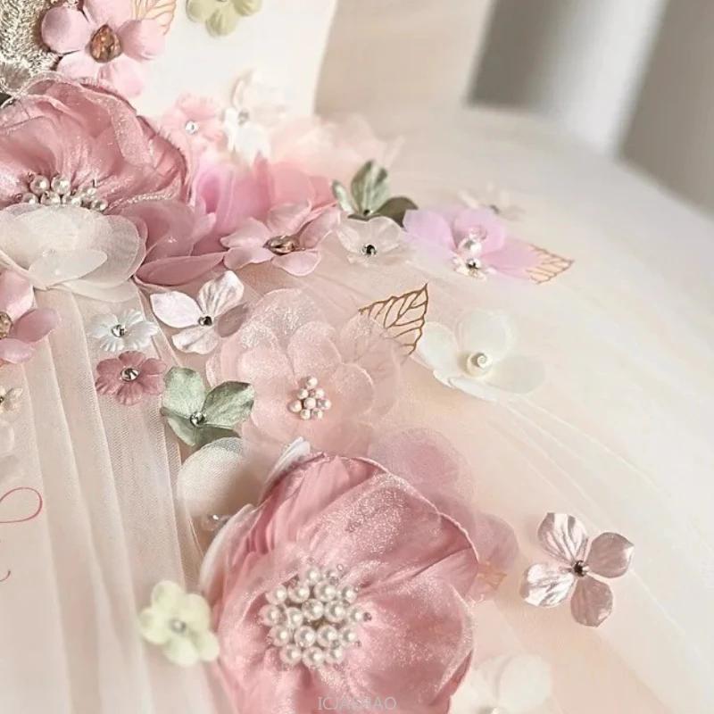 Robe de mariée d'été pour filles, tenue de princesse florale pour premier anniversaire, tenue de con
