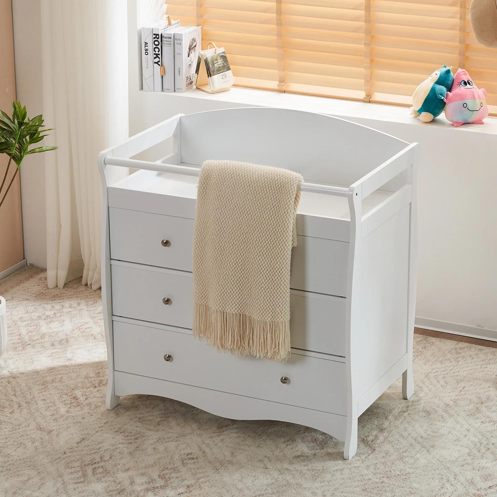 Avalon Commode double à 6 tiroirs (blanc) – Commode pour chambre d'enfant, organisateur de commode p