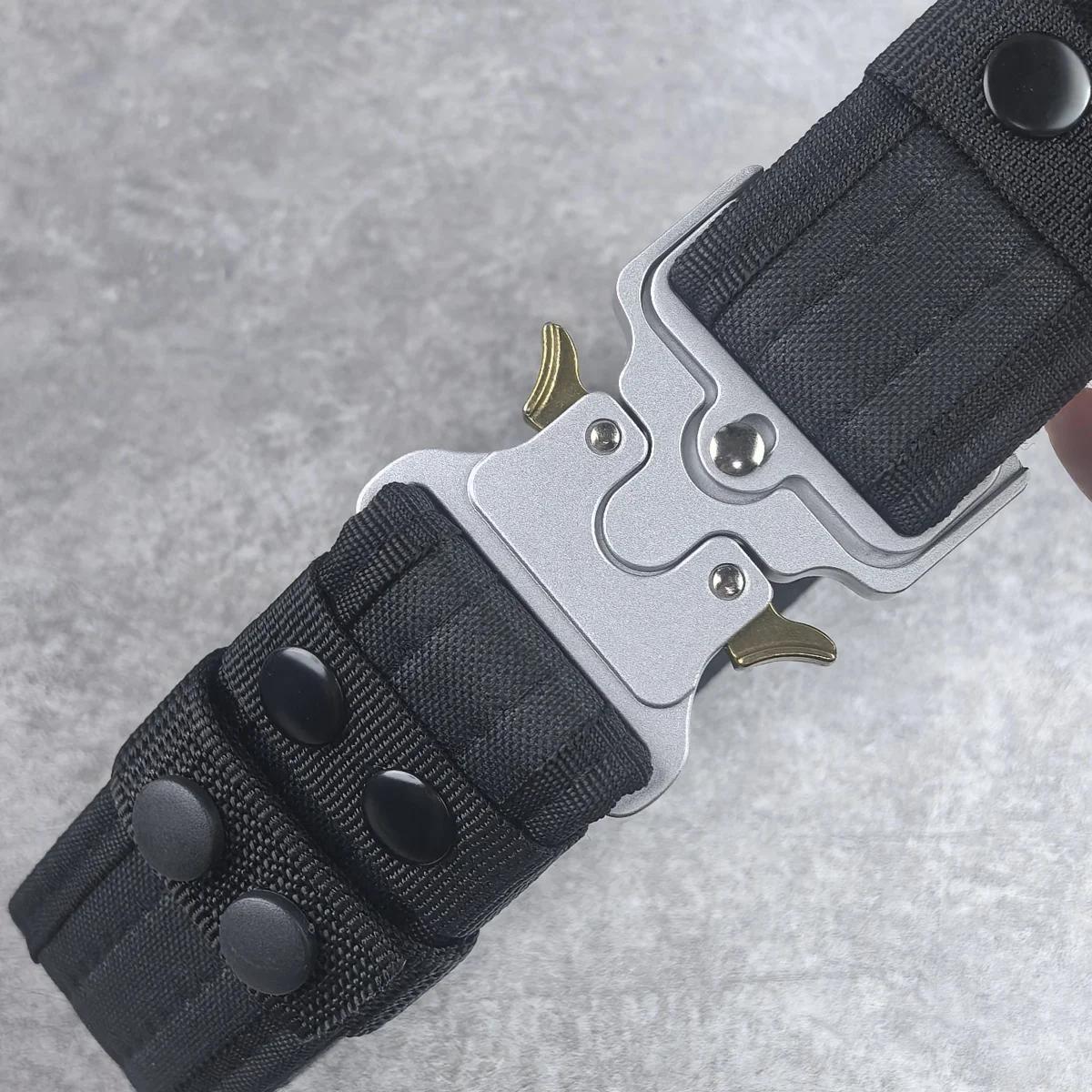 Ceinture tactique en métal Velcro, alpinisme en plein air, Camping, ceinture d'entraînement militair