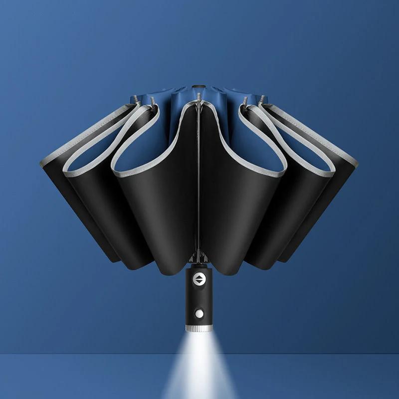 Nouveau parapluie d'ouverture et de fermeture automatique parapluie éclairé par LED parapluie Commer