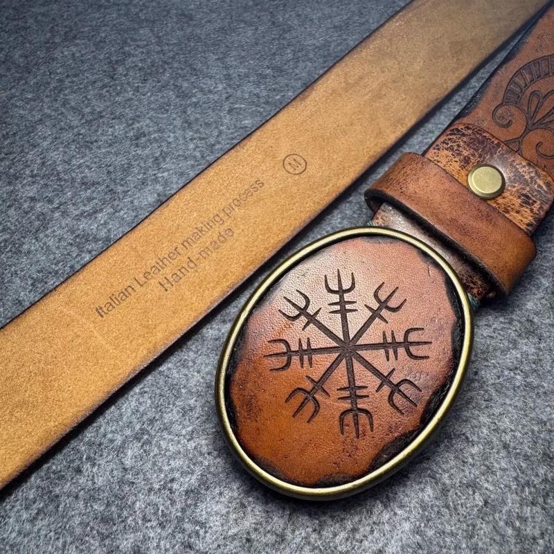 Ceinture en cuir véritable pour hommes, sangle de luxe de styliste, peau de vache épaisse, boucle en