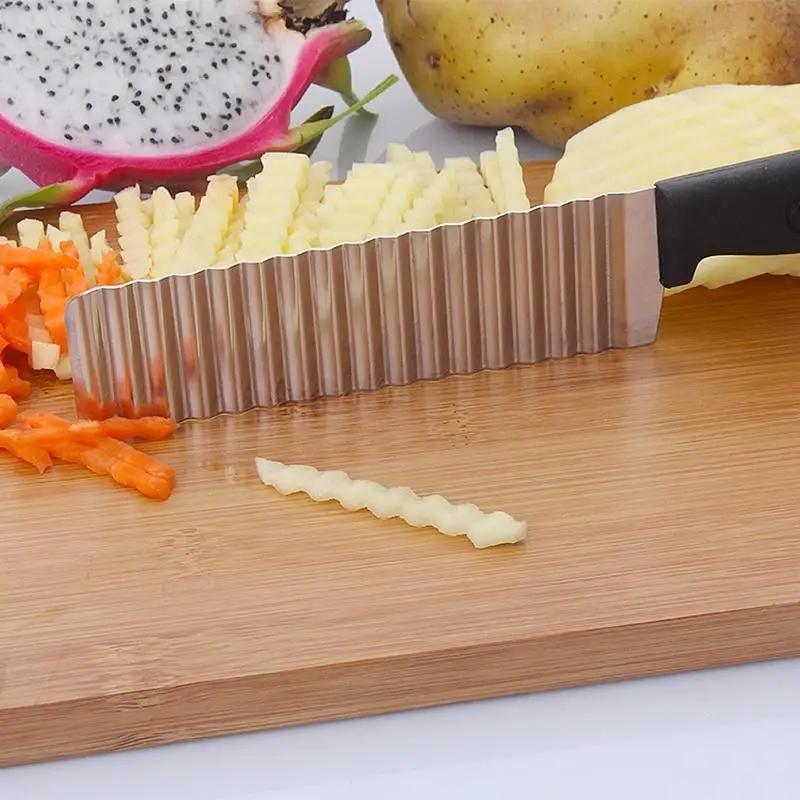 Couteau ondulé français en acier inoxydable, coupe-pommes de terre professionnelle, couteau ondulé,