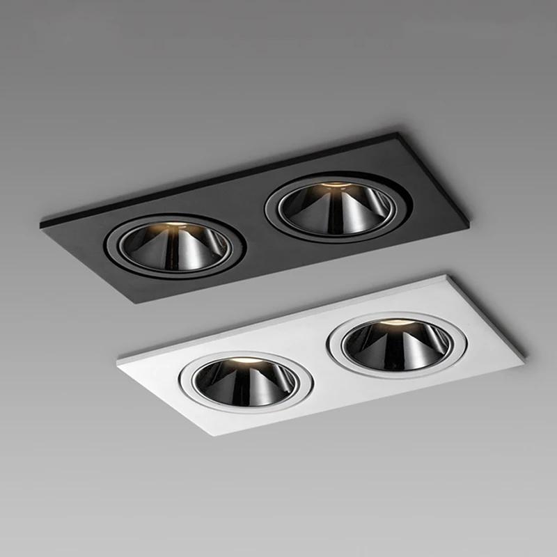 Plafond LED encastré 24W 10W simple/Double tête LED spots CREE COB Anti-éblouissement Downlight pour