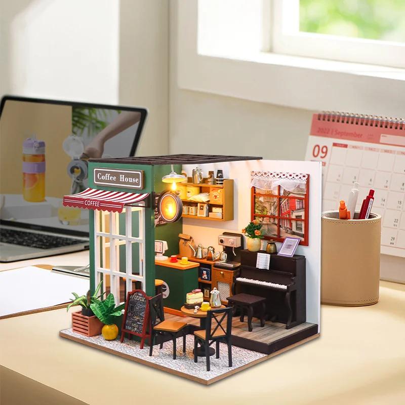 Analyste de construction de modèles de maison de course miniatures en bois pour enfants, puzzles 3D