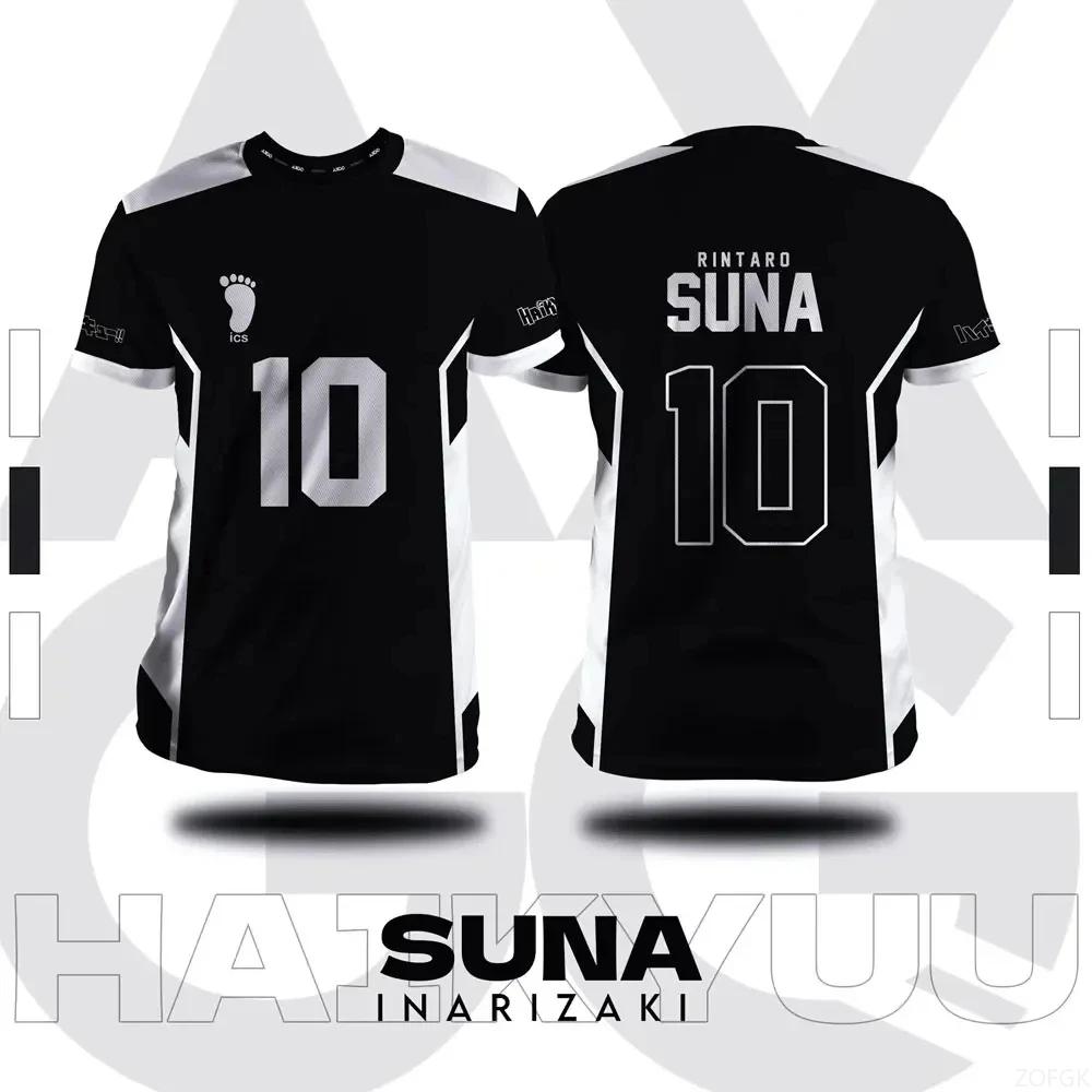 T-shirt d'été pour hommes, grande taille, imprimé en 3D, Haikyuu Inarizaki, motif de dessin animé Co