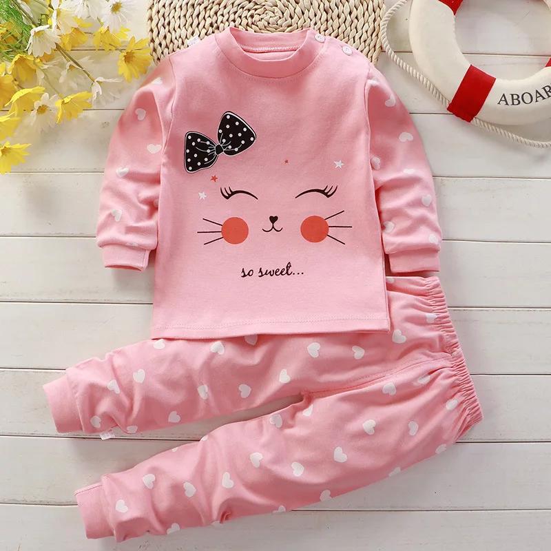 Pyjama en Coton pour Bébé Fille de 0 à 5 Ans, Ensemble de 2 Pièces, Vêtements d'Hiver Décontractés,