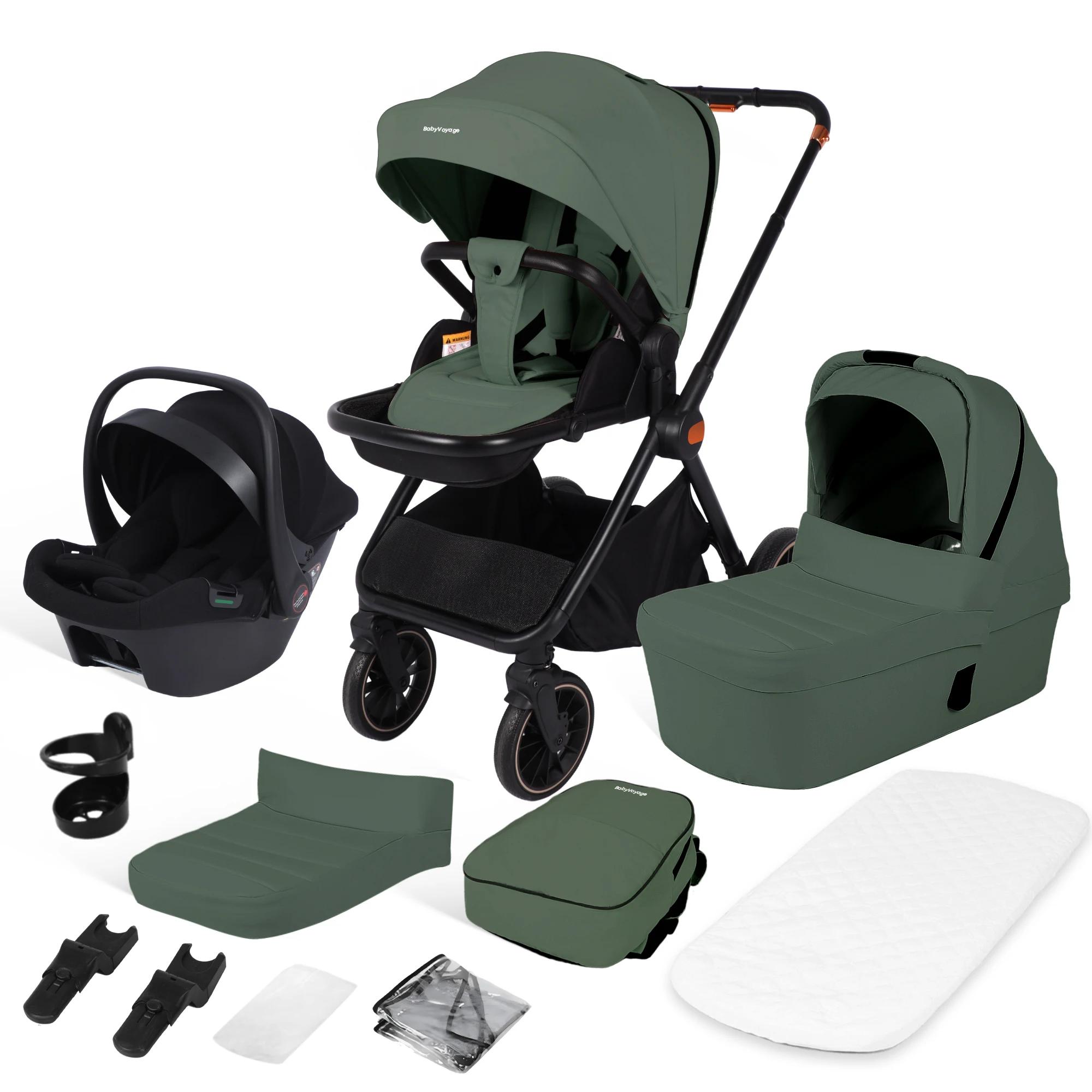 Poussette bébé 3 en 1 avec siège auto I-Size, cadre en aluminium, poussette pliable 0-26 kg, pousset