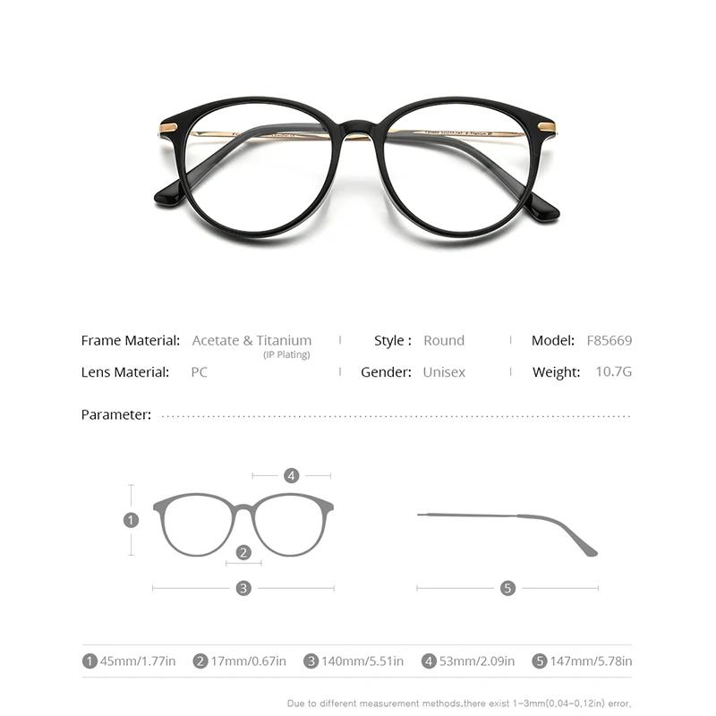 FONEX acétate titane lunettes cadre femmes marque Design Vintage rétro rond lunettes hommes lunettes